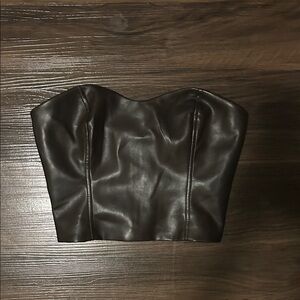 Aritzia Black Leather Bustier Top